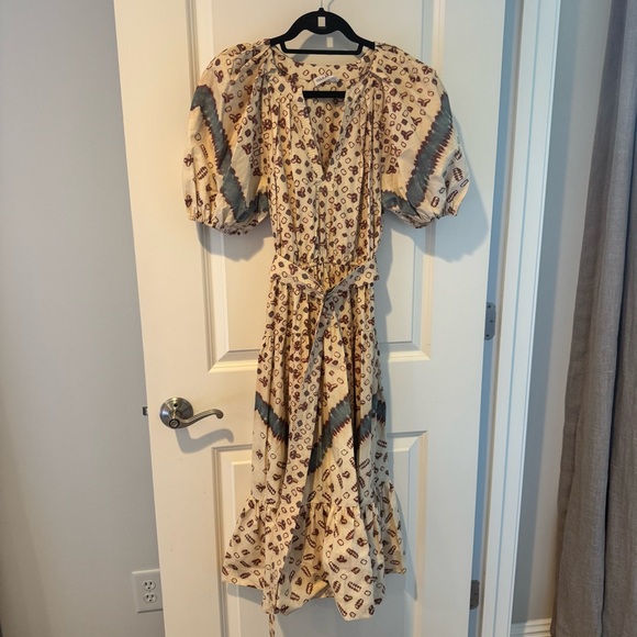 Ulla Johnson Josefina Ruched Floral Print V-Neck Dress | Size 2 / S - Picture 4 of 11